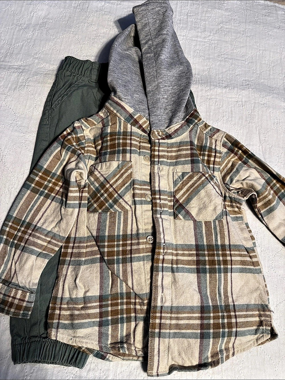 Carter's Plaid Hooded Flannel Shirt and Jogger Pants Set Baby 24M